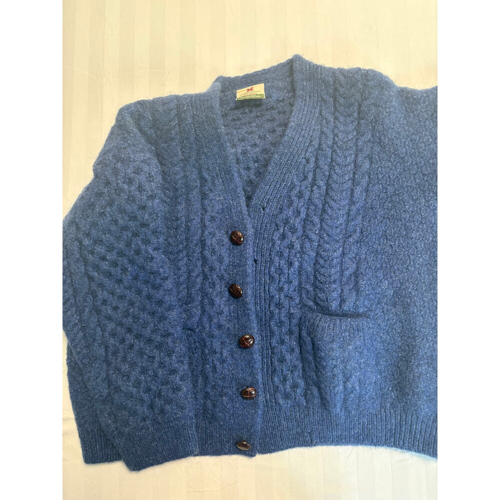 CarrigDonn Made in Ireland 100% Pure New Wool Cable Knit Cardigan Size 36